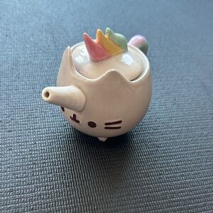 Pusheen unicorn Gray Teapot with Rainbow Accents